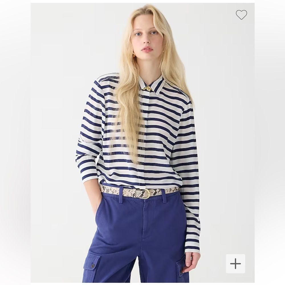 J. Crew Blue and White Striped Women's Shirt